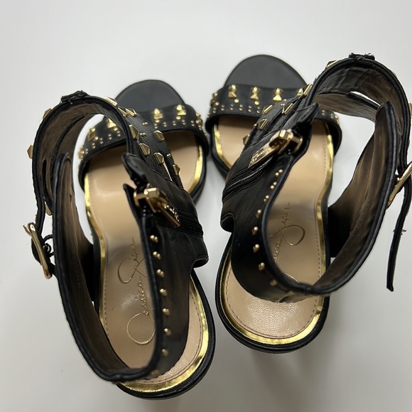 👠 JESSICA SIMPSON Black Studded Heels Sandals 👠 - Picture 5 of 9